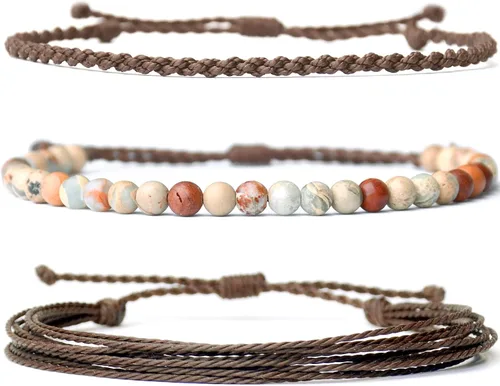 Vista 65 de Pulsera curativa hecha a mano con cuentas de piedra natural, regalo para hombres, pulsera de cuerda ajustable