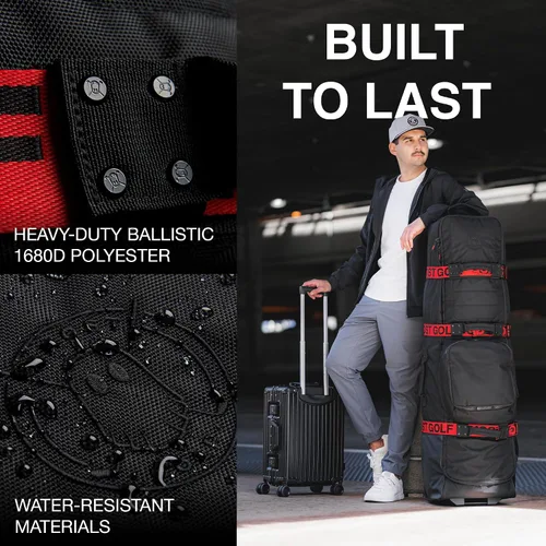Vista 5 de Ghost Golf AWOL - Bolsa de viaje de golf para aerolíneas con ruedas, funda de viaje acolchada suave para palos de golf que se adapta a todas