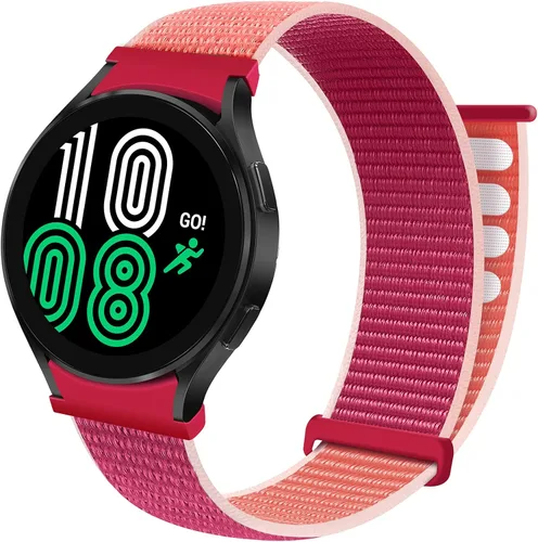 Vista 6 de Nylon Bands Breathable Replacement Watch Strap Sport Loop for Samsung-Galaxy-Watch-4-Classic-46mm/42mm for Galaxy-Watch-4-40mm 44mm wristband Negro