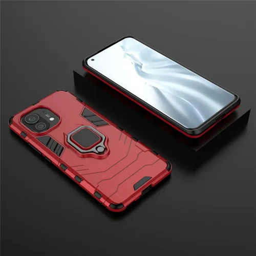 Vista 5 de Compatible con funda Xiaomi Mi 11, soporte de anillo de metal, a prueba de golpes, parachoques duro (funciona con soporte magnético para automóvil)