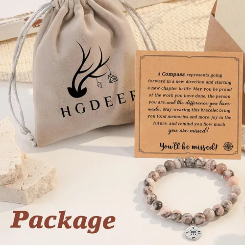 Vista 27 de HGDEER Pulsera de jubilación de piedra natural para mujeres/hombres 2024, regalos de despedida de despedida, regalo de San Valentín para compañeros