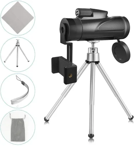 Vista 7 de Telescopio monocular de 12 x 50 de alta potencia BAK4 Prism FMC Coating Smartphone Adaptador de montaje de trípode, perfecto para observación