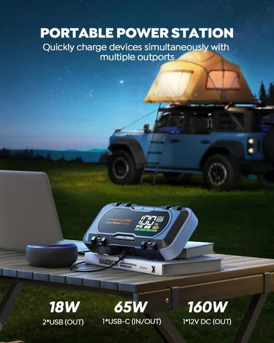 Vista 4 de TREKURE Arrancador de batería de auto 8-en-1 8000A pico 65W Carga rápida portátil arrancador de batería de auto portátil (todo gas/10L diésel) Caja