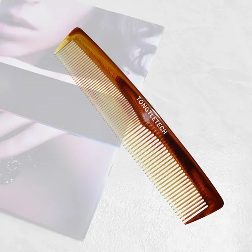 Vista 6 de Peine de peluquería profesional Master Barber y Salon Antiestático Resistente al Calor Peine Fuerte y Duradero, Dientes Medianos y Finos en Ámbar