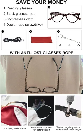 Vista 6 de OCCI CHIARI Gafas de lectura para mujeres pequeñas, cómodas y elegantes