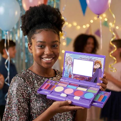 Vista 7 de Disney Frozen - Juego de maquillaje para niñas, incluye brillo de labios, sombra de ojos con purpurina, rubor con purpurina y pinceles, regalo