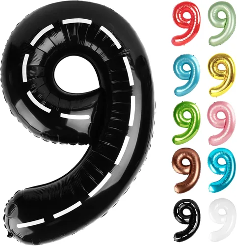 Vista 180 de Globo negro del número 0 de 40 pulgadas – globo número 0, decoraciones