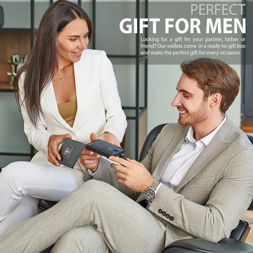 Vista 6 de Cartera con clip para dinero con compartimento para monedas bloque RFID de Nueva York minimalista mini billetera delgada plegable para hombres