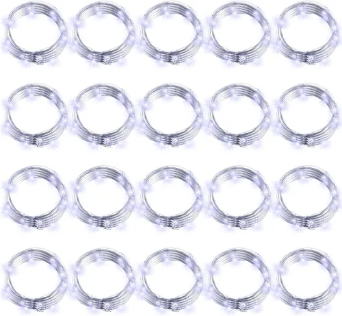 Vista 12 de Hortsun - 20 paquetes de luces de hadas que funcionan con pilas, 3 modos de velocidad, 2 m / 7 pies, 20 luces LED, mini luces de cadena