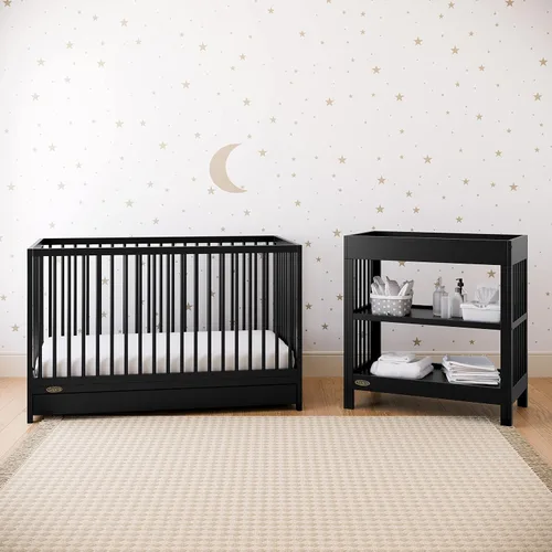 Vista 2 de Graco Teddi - Cuna convertible 5 en 1 con cajón, color negro