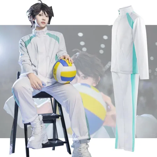 Vista 2 de Camiseta de anime Aoba Johsai, equipo de voleibol, ropa deportiva, cosplay, disfraz de Oikawas Tooru, chaqueta y pantalones