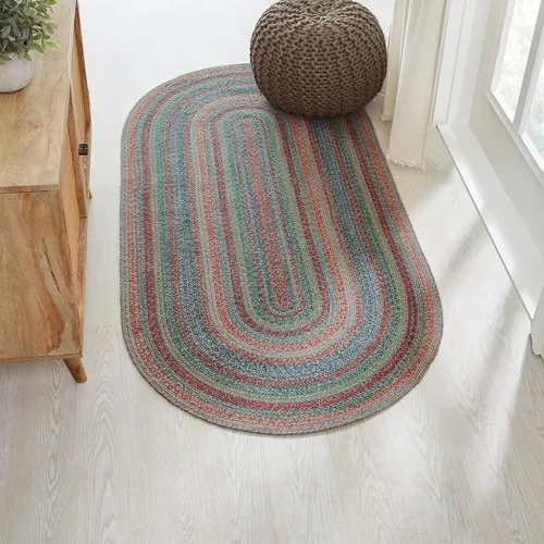 Vista 7 de VHC Brands Alfombra de yute multi medio círculo con almohadilla 19.5x36