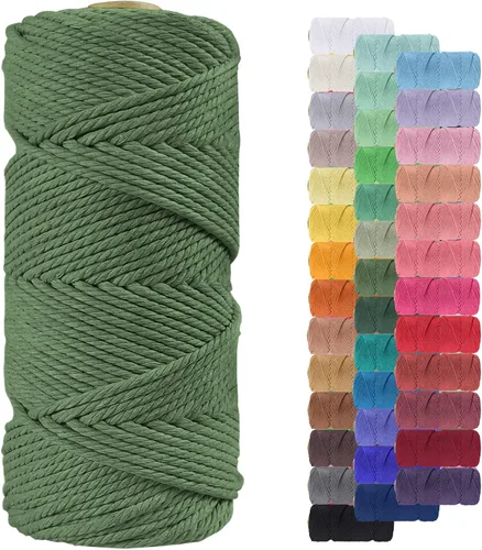 Vista 49 de Cordón de macramé de 0.079 pulgadas, cuerda de algodón natural de 109 yardas, hilo de cuerda de macramé para manualidades, ganchos de pared
