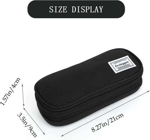 Vista 4 de FUXINGYAO Estuche para lápices, bolsa para lápices multicompartimento, bolsa portátil para lápices (2101-big-BK)