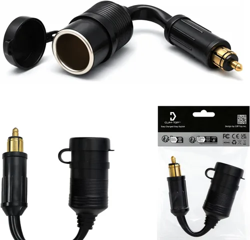 Vista 8 de Cliff Top Adaptador de Enchufe DIN Hella de Motocicleta a Toma de Encendedor de Cigarrillos – Convertidor de Cable de Extensión de 12V/24V