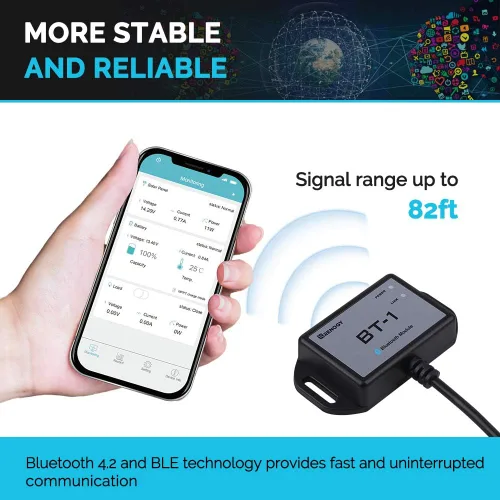 Vista 5 de Puerto de comunicación RS232 compatible con módulo Bluetooth Renogy RJ12, controladores de carga Rover/Wanderer/Adventurer, BT-1, color negro