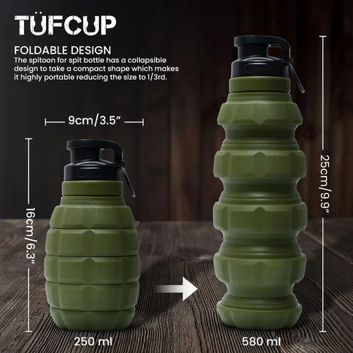 Vista 2 de Escupidera TUFCUP para Masticar, Escupidera Portátil Reutilizable con Tapa, Escupidera de Silicona Plegable Resistente a Derrames a Prueba de Fugas