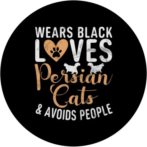 Vista 3 de Lleva negro ama a los gatos persas y evita a las personas PopSockets de gato persa PopSockets intercambiables PopGrip