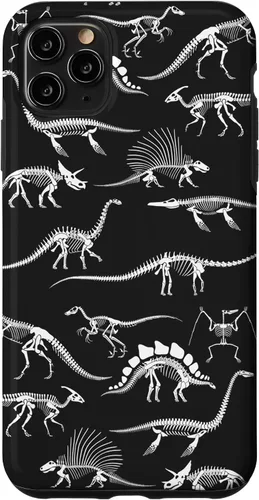 Vista 13 de Funda para iPhone 17 con diseño de huesos de dinosaurio fosilizado con animales prehistóricos