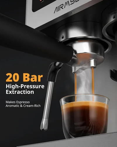 Vista 12 de AIRMSEN Máquina de café expreso con molinillo, 20 bares, varita de vapor