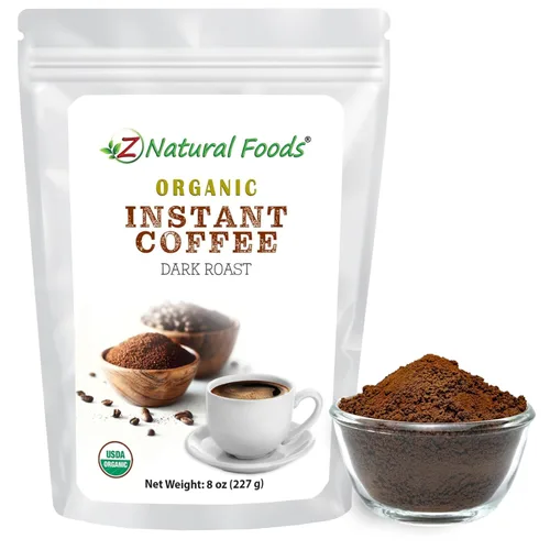 Vista 8 de Z Natural Foods Café instantáneo orgánico en polvo, rico sabor tostado oscuro, polvo de espresso instantáneo arábica con antioxidantes para aumentar