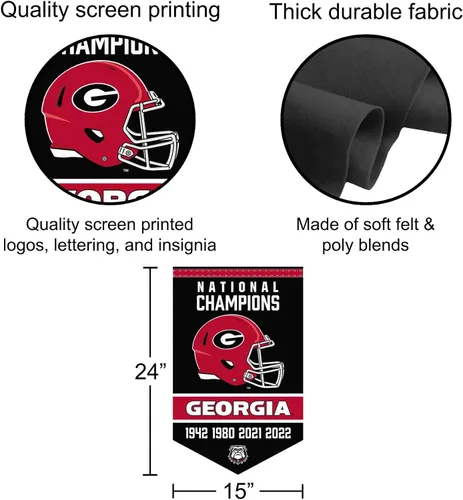 Vista 2 de Banner de campeones nacionales de fútbol de Georgia Bulldogs 4 veces