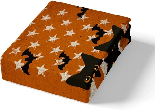Vista 5 de Feelyou Juego de ropa de cama para niños, gatos negros, tamaño individual, funda de edredón de linterna de calabaza de Halloween para niños y niñas