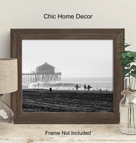 Vista 2 de Póster artístico de pared para surf, playa y muelle, decoración única del hogar para playa o casa del lago, habitación familiar, regalo