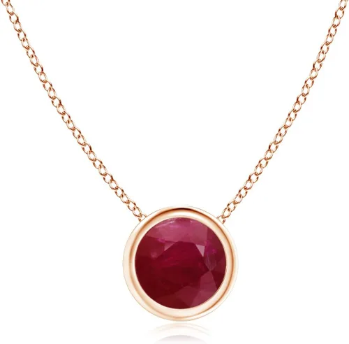Vista 7 de ANGARA - Collar con colgante solitario de rubí natural con diamante en oro macizo de 14 quilates, platino para mujeres y niñas con cadena de 18