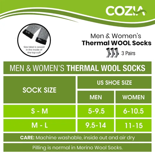 Vista 4 de Merino Wool Socks for Men and Women Warm thermal Boot Hiking Socks 3 Pairs
