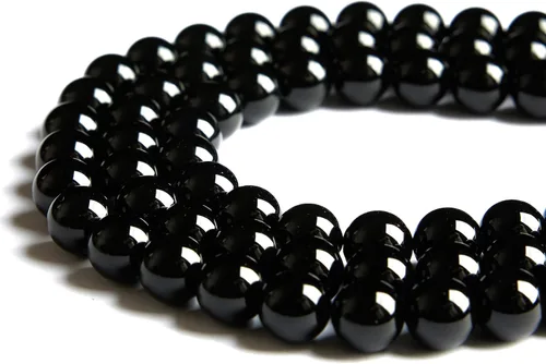 Vista 3 de 100 piezas de cuentas de ágata negra de 6 mm, cuentas naturales de piedras preciosas redondas sueltas para hacer joyas