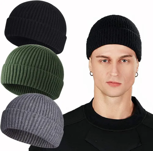 Vista 46 de ROYBENS Swag Wool Knit Cuff Short Fisherman Beanie for Men Women Winter Hat 1 albaricoque