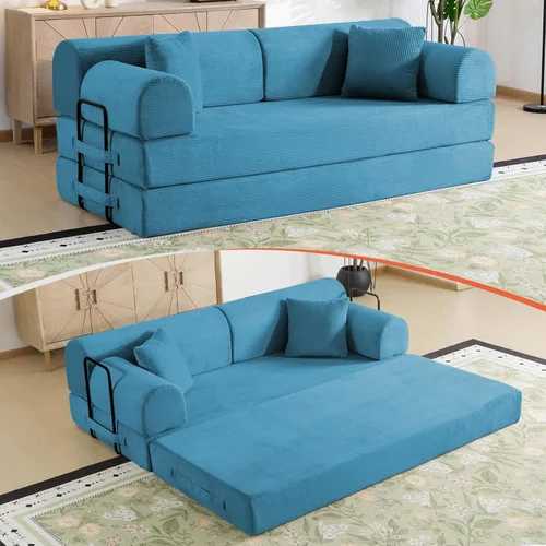 Vista 30 de Sofá cama de espuma viscoelástica de 79 pulgadas, futón convertible con reposacabezas alto, sofá sin hueso Negro