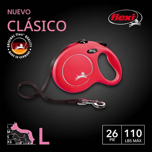 Vista 2 de Flexi - Correa retráctil clásica para perros, grande, 12 m, roja