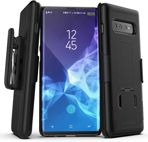 Vista 9 de Encased Funda con clip para cinturón Galaxy S10 (2019 DuraClip) Funda de agarre delgada con funda para Samsung S10 (negro)