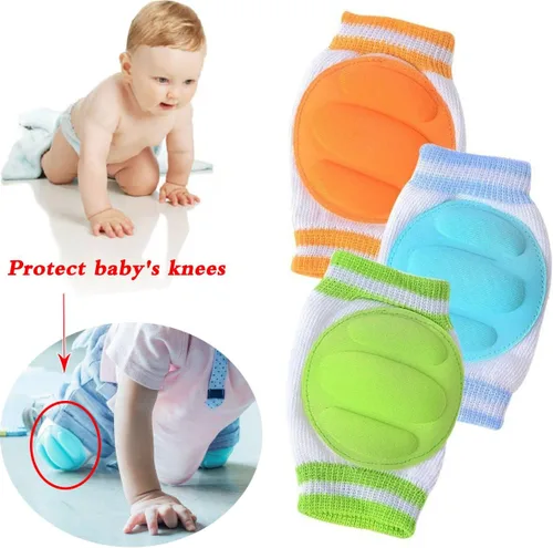 Vista 2 de 3 pares de rodilleras para gatear Protector de seguridad ajustable transpirable impermeable, rodilleras elásticas para bebés, niños pequeños