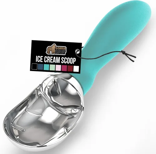 Vista 15 de GORILLA GRIP Cuchara para helado resistente sin BPA, mango ergonómico cómodo, cuchara de grado profesional para porciones redondas perfectas