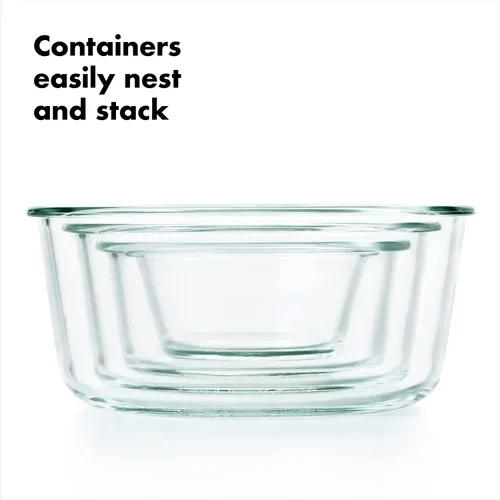 Vista 5 de OXO Good Grips 1 Taza Smart Seal Recipiente hermético de vidrio para alimentos, redondo