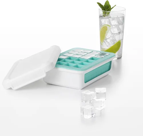 Vista 9 de OXO charola de silicona para hielo, Cubos pequeños , Azul claro