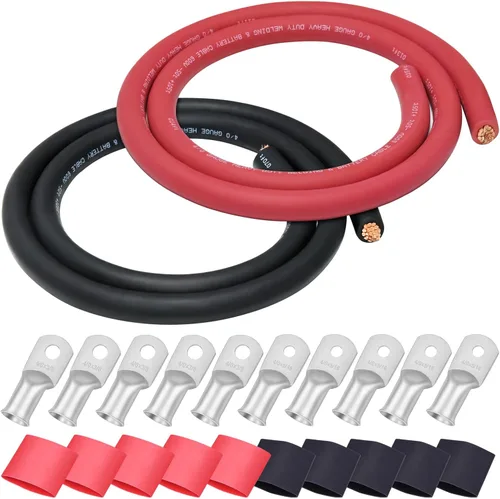 Vista 17 de iGreely Alambre Calibre 6 AWG 20 Pies Negro + 20 Pies Rojo Batería de Soldadura Cable Ultra Flexible de Cobre Puro + 5 pzs de Conectores de Terminal