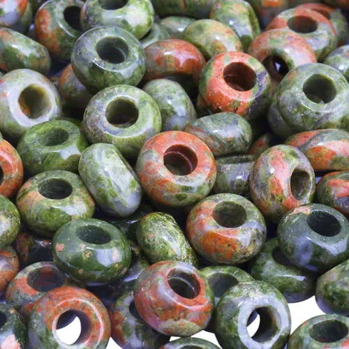 Vista 13 de TUMBEELLUWA Rondelle - Cuentas de piedras preciosas naturales para la fabricación de joyas, cuentas sueltas de agujero grande, paquete de 15