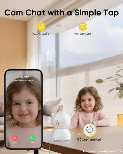 Vista 4 de BoyKeep Indoor Camera, 2K Cameras for Home Security with Motion Detection, Pet Camera Indoor with Phone App, Color Night Vision, 2-Way Audio