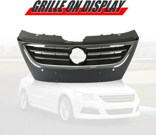 Vista 4 de Parrilla cromada delantera superior cromada con ajuste cromado apto para 2009 2010 2011 2012 VW Volkswagen Passat CC