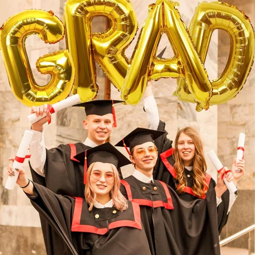 Vista 9 de Biapian Globos dorados de 40 pulgadas, 4 piezas de decoraciones de graduación, pancarta grande de graduación dorada, globos de aluminio para fiesta