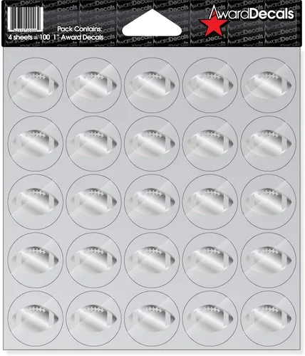Vista 4 de Award Decals Juego de calcomanías de fútbol (negro sobre transparente) (100 calcomanías de 1 pulgada), calcomanías originales Award Decals Premium