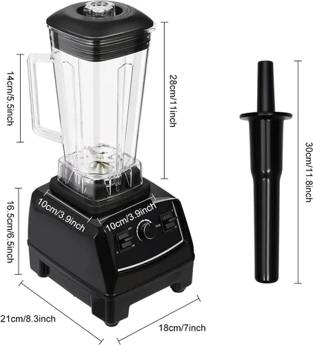 Vista 8 de Licuadora comercial resistente del batido de 2L 2000W, negro, velocidades múltiples, autolimpiante