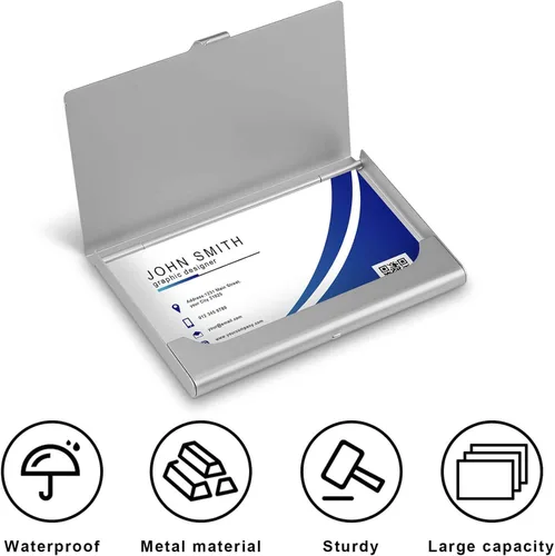 Vista 4 de FGHJ Tarjetero personalizado para tarjetas de visita personalizadas, diseño de tu propio texto, foto, logotipo, ultrafino, portatarjetas de metal