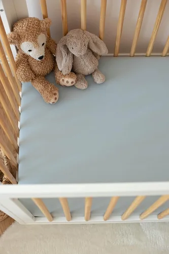 Vista 2 de Pobi Baby - Sábana bajera ajustable para cuna para niños y niñas, mezcla de Azul bebé