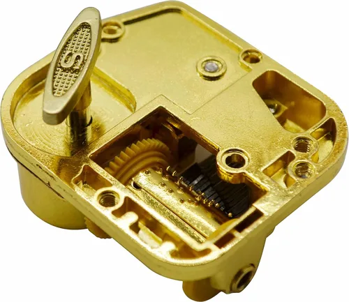 Vista 5 de Caja de música con movimiento musical de 18 notas chapado en oro para bricolaje: diferentes melodías disponibles (Tune is You Are My Sunshine)