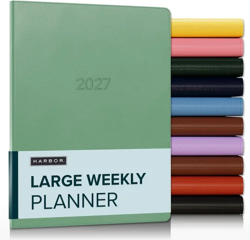 Vista 11 de Harbor Agenda semanal y mensual grande 2025-2026 – Agenda con calendario y cuaderno, piel sintética duradera, 192 páginas, tapa blanda